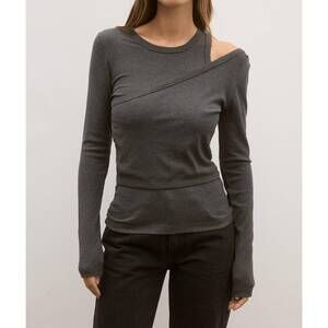 NEW BAYSE aska knit long sleeve top in gray